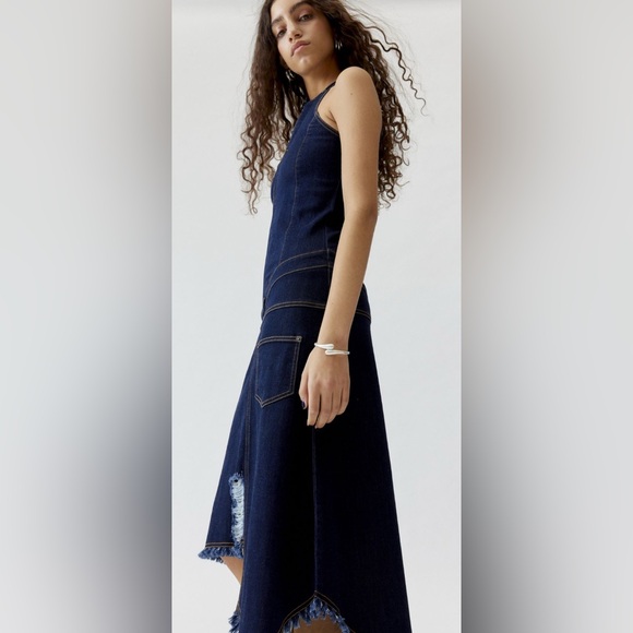 NWT Basic Pleasure Mode Bailey Denim Midi Dress - Picture 3 of 5